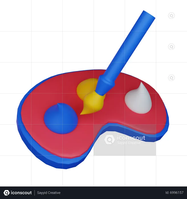 Pincel e paleta de cores  3D Icon