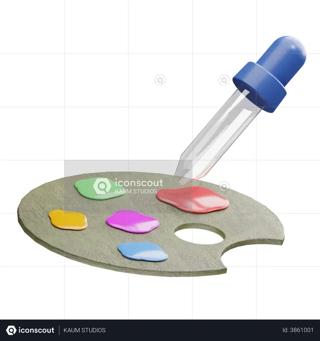 Palette de couleurs avec pipette  3D Illustration