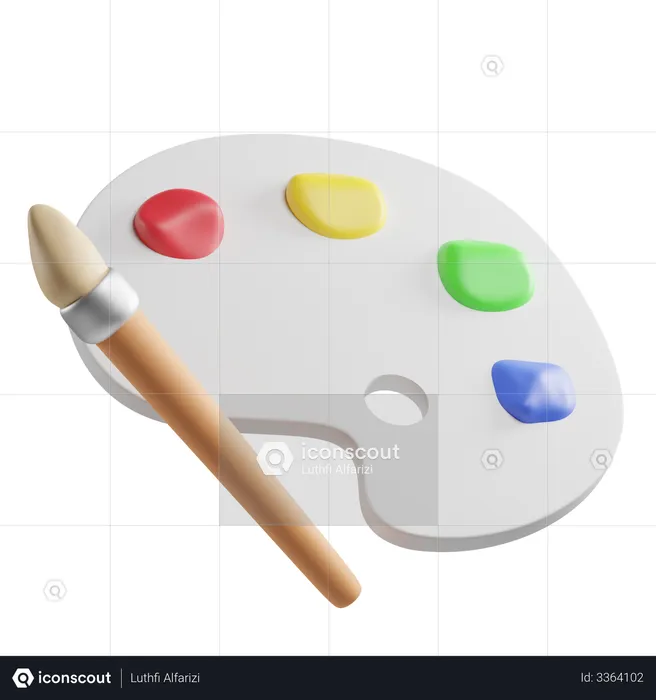 Palette de couleurs et pinceau  3D Icon