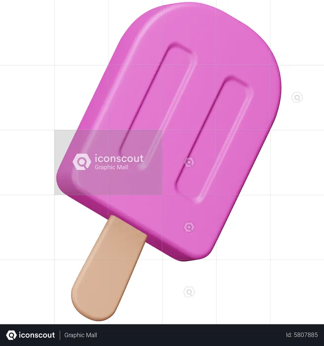 Palito de helado de fresa  3D Icon