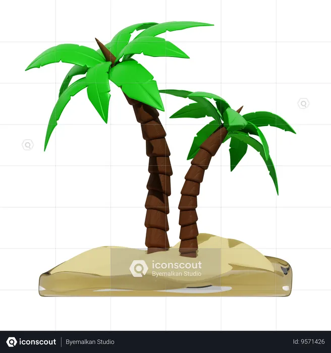 Palm Tree Island  3D Icon