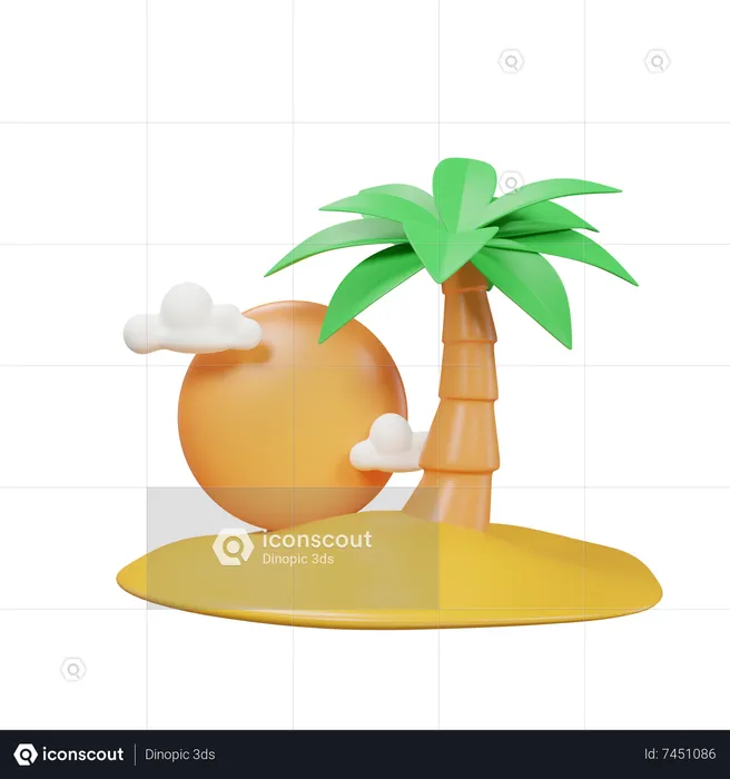 Palm Tree On Beach  3D Icon