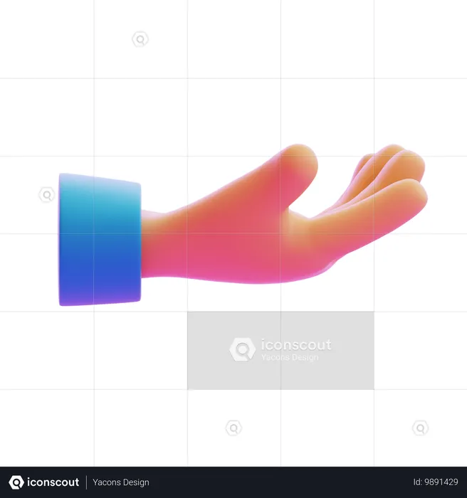 Palm Up Hand Gesture  3D Icon