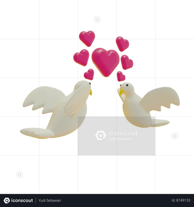 Palomas con corazon  3D Icon