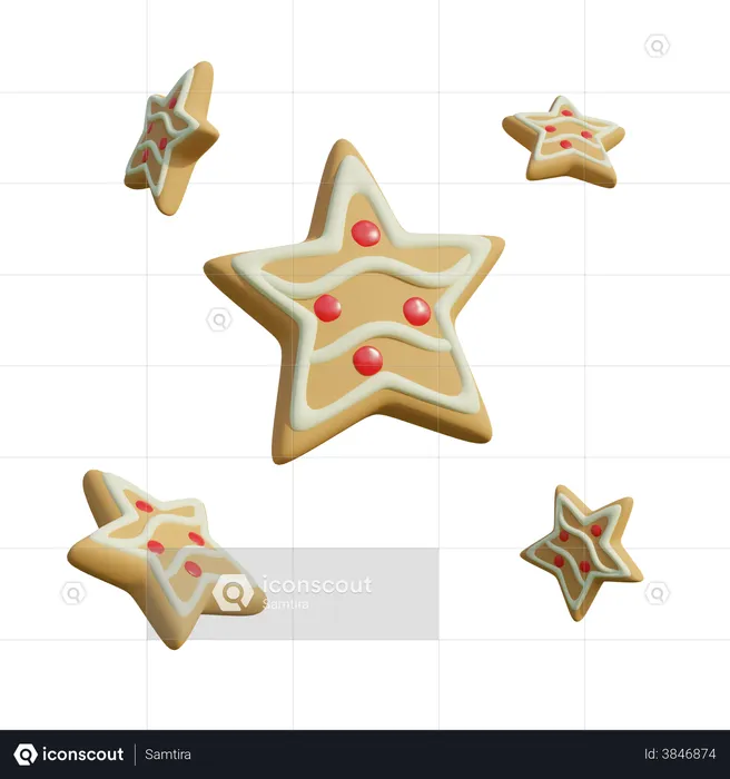 Pan de jengibre en forma de estrella  3D Illustration