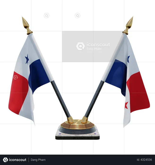 Panama Double Desk Flag Stand Flag 3D Illustration