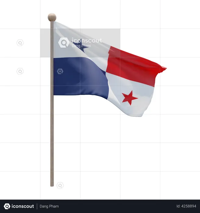Panama Flagpole Flag 3D Illustration