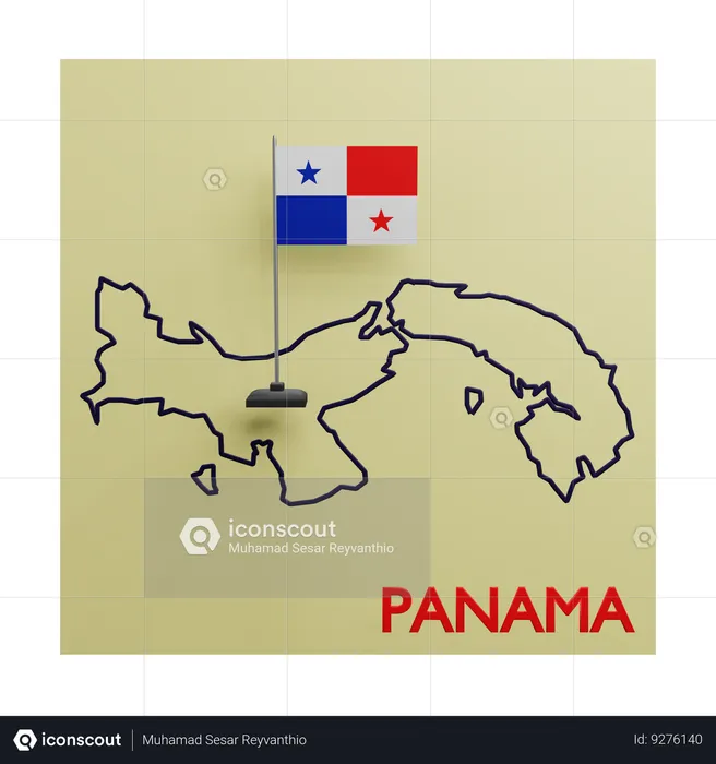 Panama Map Flag 3D Icon