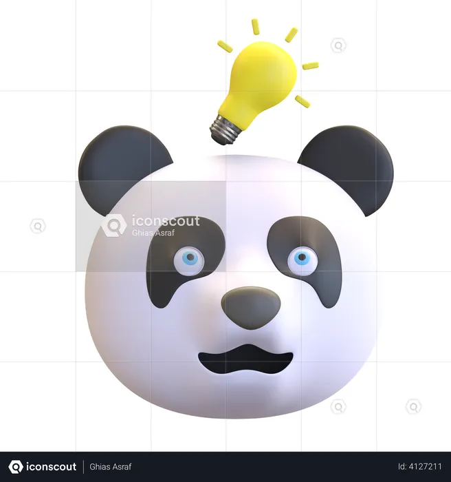 Panda get an idea Emoji 3D Illustration