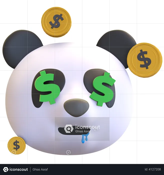 Panda money face Emoji 3D Illustration