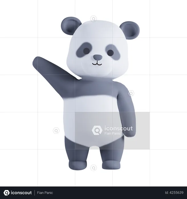 Panda Say Hello  3D Illustration