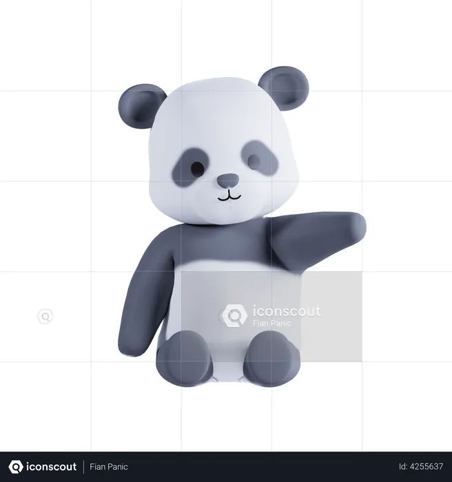 Panda Waving Hand  3D Illustration