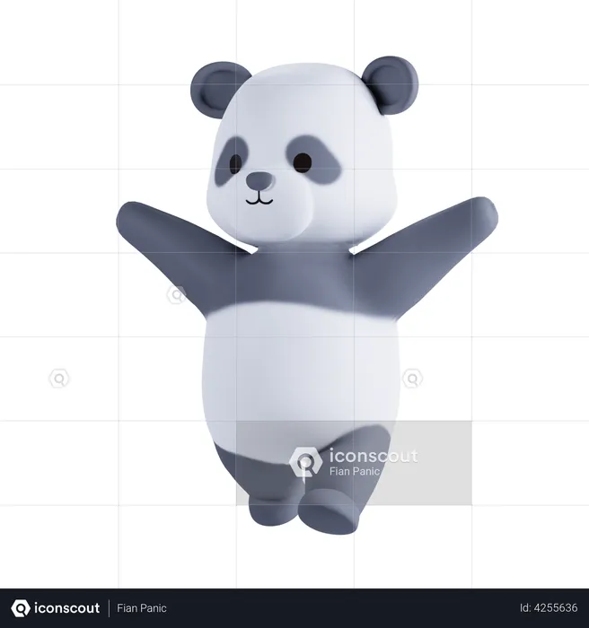 Panda Waving Hands  3D Illustration