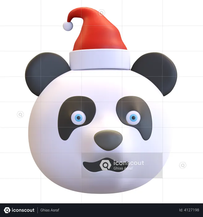 Panda wearing Christmas hat Emoji 3D Emoji