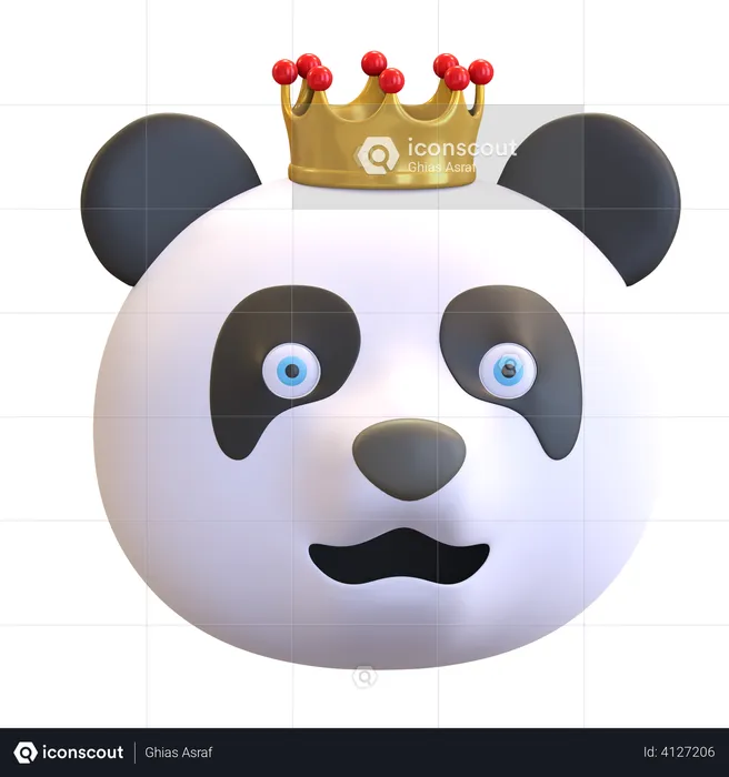 Panda wearing crown Emoji 3D Illustration