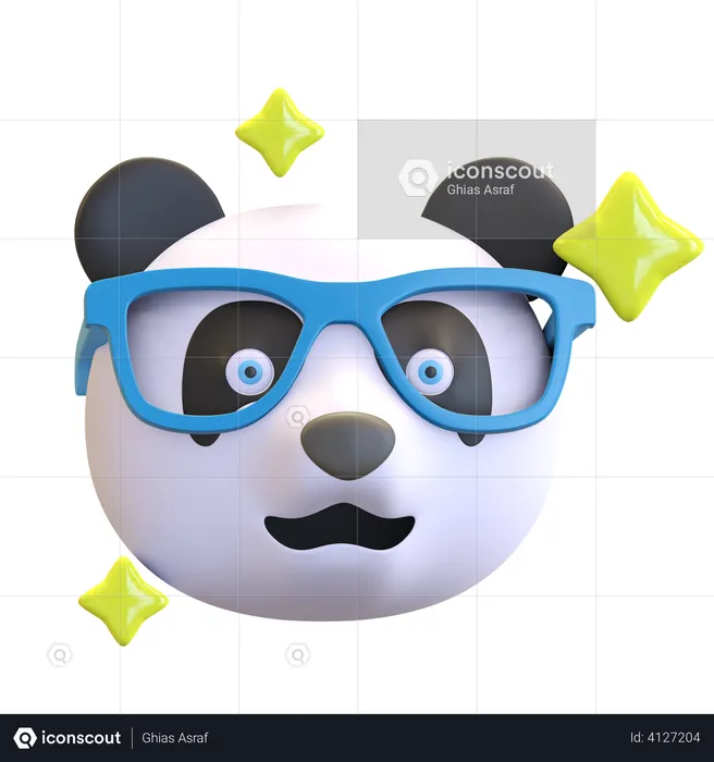 Panda wearing funny glasses Emoji 3D Illustration