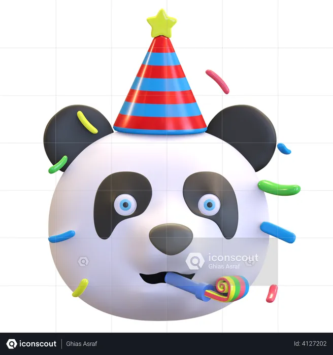 Panda wearing party hat Emoji 3D Emoji