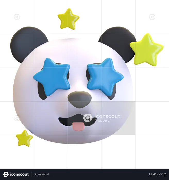 Panda with star in eye Emoji 3D Illustration