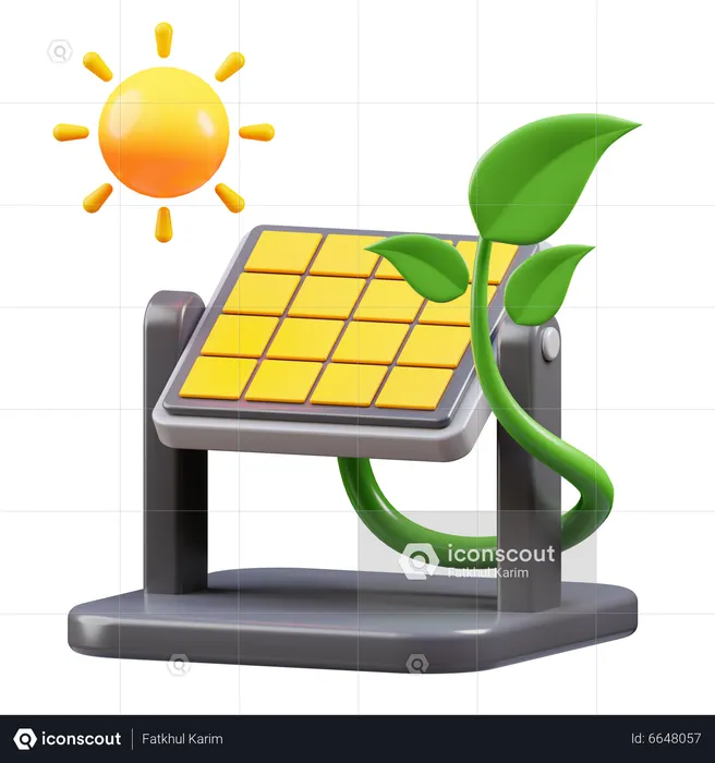 Panel solar con sol  3D Icon