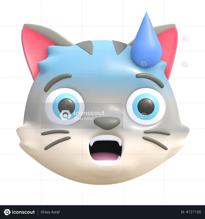 Panic cat Emoji 3D Emoji
