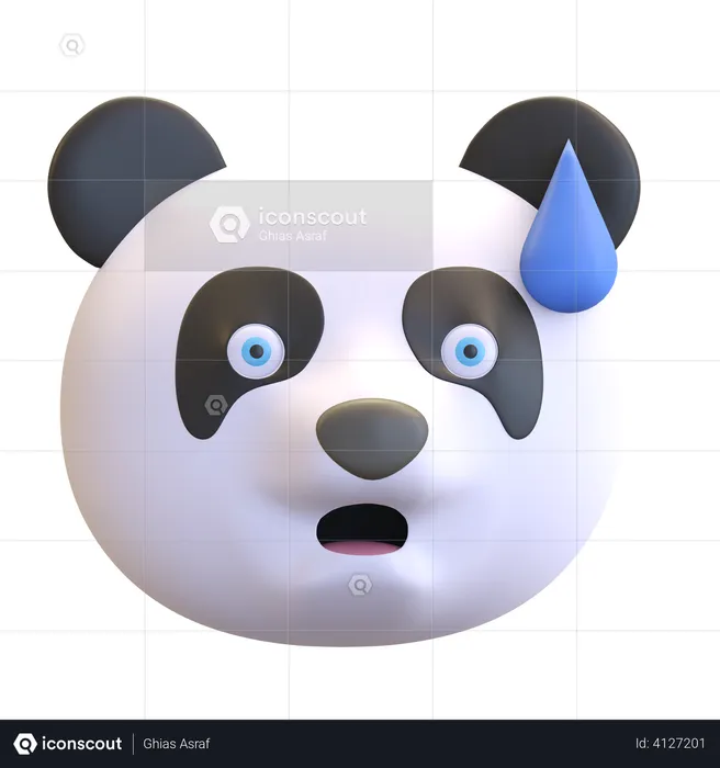 Panic panda Emoji 3D Illustration