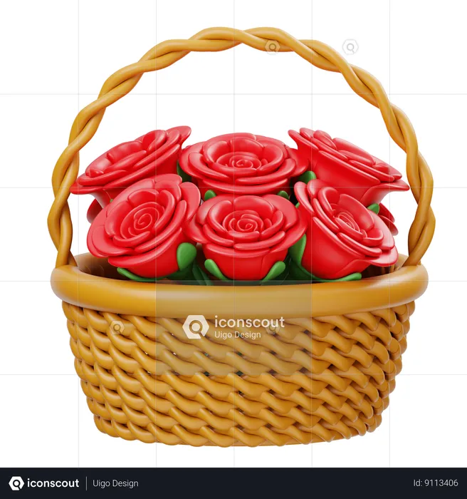 Panier de fleurs  3D Icon