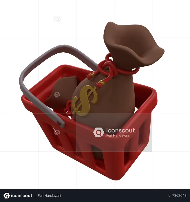 Panier de pièces de monnaie  3D Icon