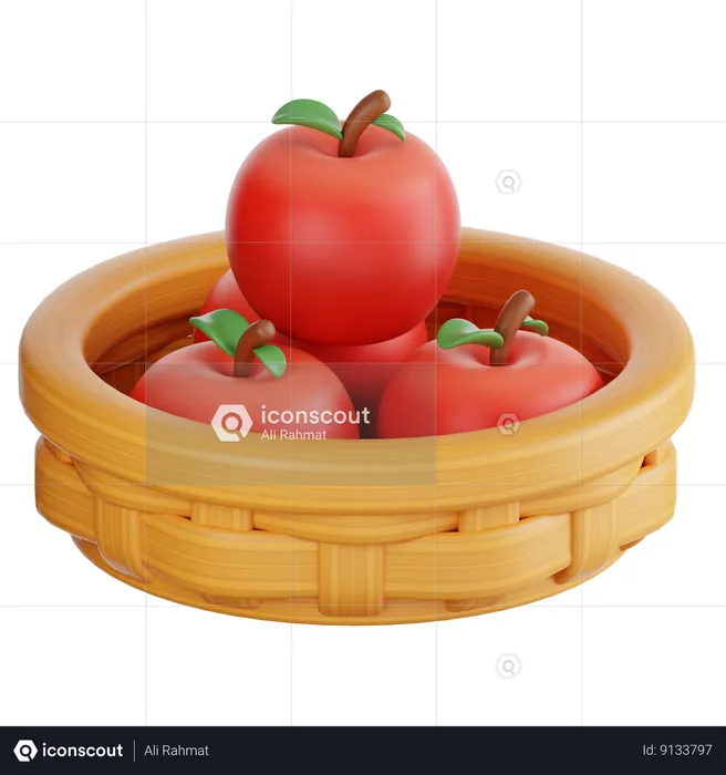 Panier de pommes  3D Icon