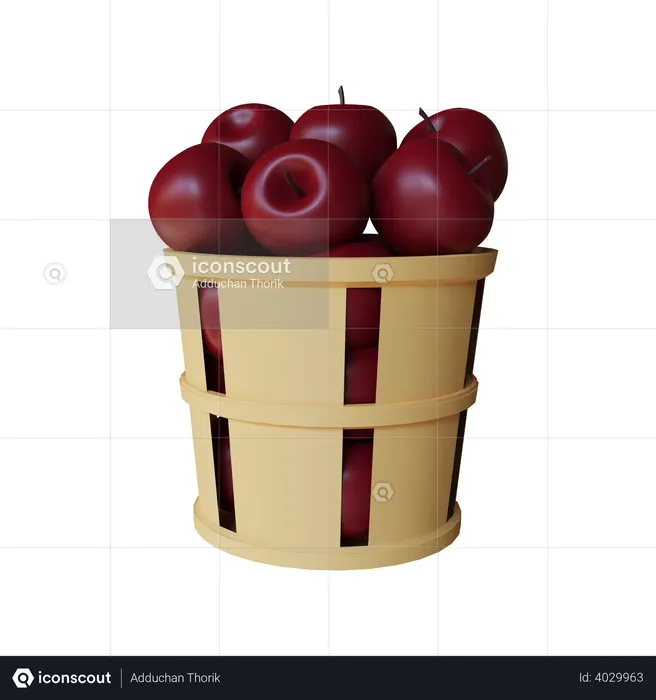 Panier de pommes  3D Illustration