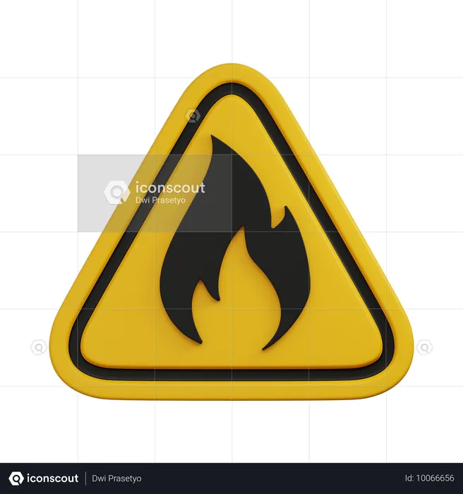 Panneau d'avertissement d'incendie  3D Icon