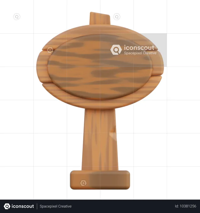 Panneau de signalisation en bois rond  3D Icon