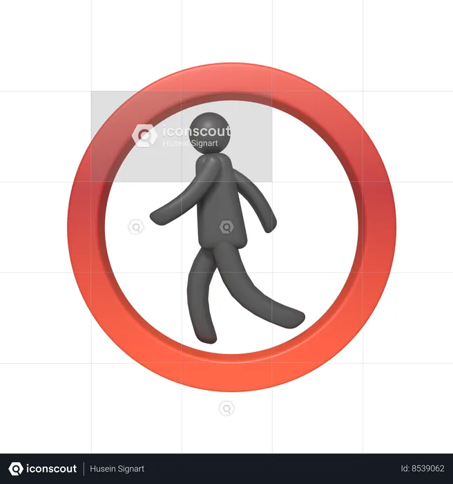 Des panneaux interdisent l'entrée sauf aux piétons  3D Icon