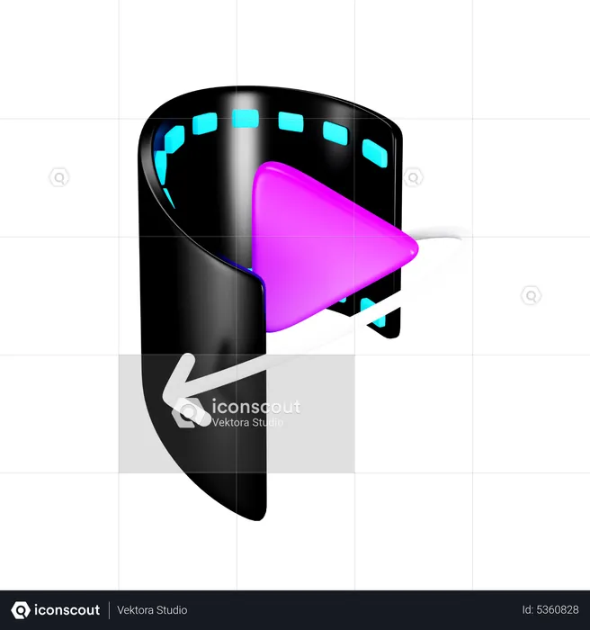 Panorama Video  3D Icon