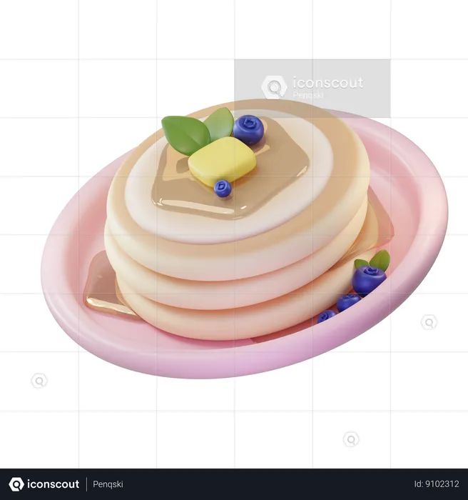 Panqueca de mirtilo  3D Icon