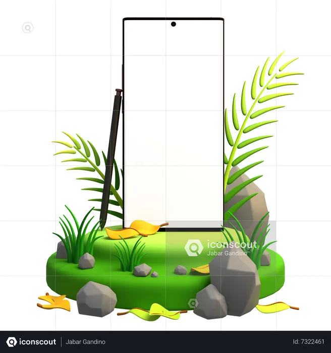 Pantalla del teléfono ecológico verde  3D Illustration