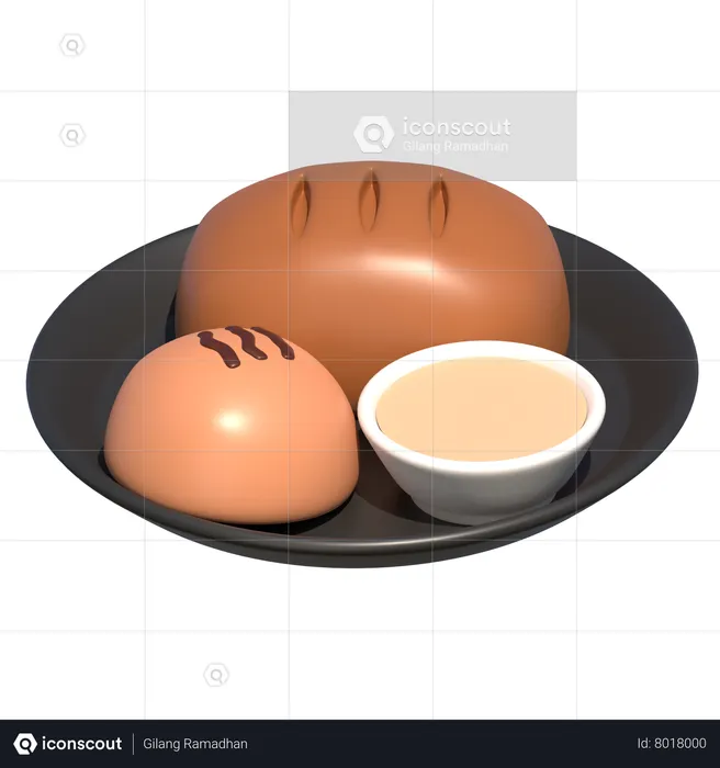 Pão e café  3D Icon