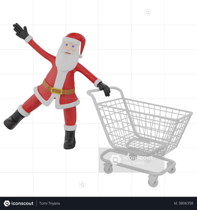 Papá Noel haciendo compras  3D Illustration