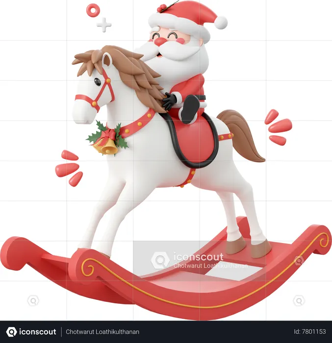 Papá Noel montando un caballito  3D Icon