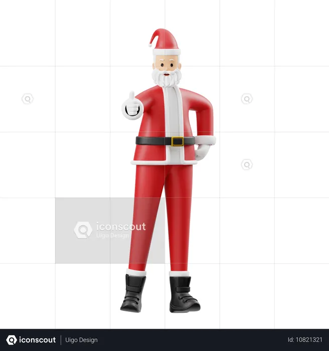Papá Noel da un pulgar hacia arriba  3D Icon