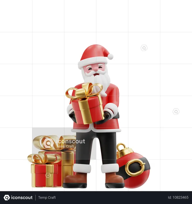 Santa dando regalo  3D Illustration