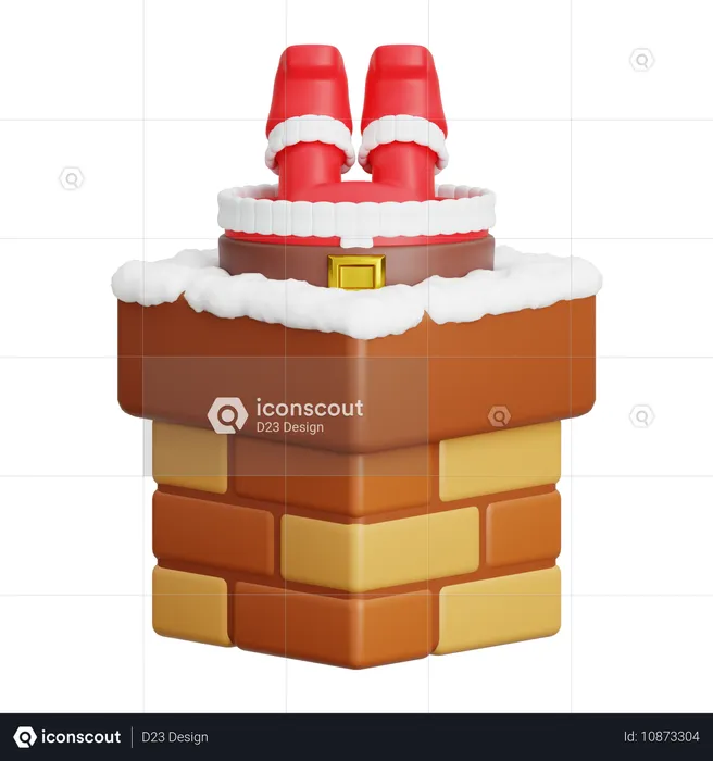 Papá Noel entra en la chimenea  3D Icon