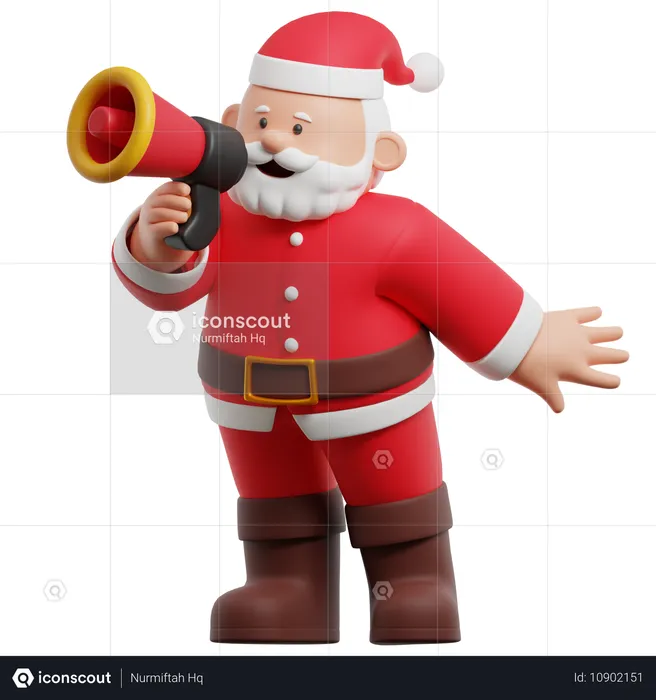 Papá Noel sosteniendo megáfono  3D Illustration