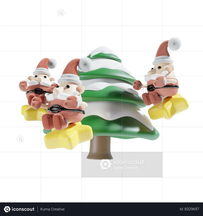 Papai noel com árvore de natal  3D Icon