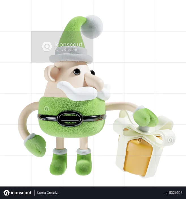 Papai Noel com caixa de presente  3D Illustration