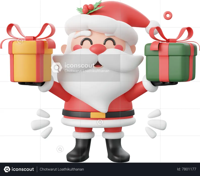 Papai noel com presente de natal  3D Icon