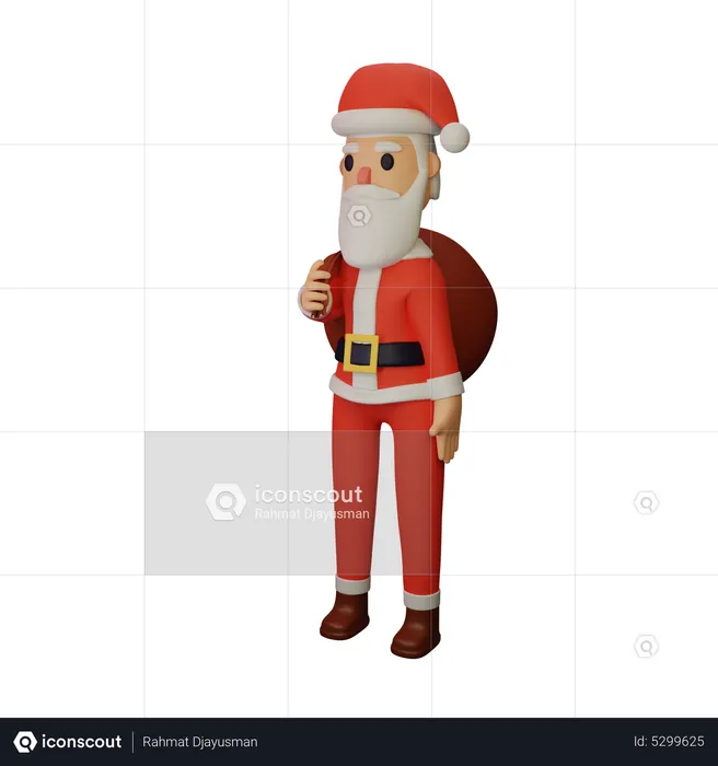 Papai noel com presentes  3D Illustration