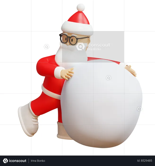 Papai Noel fazendo bola de neve  3D Icon