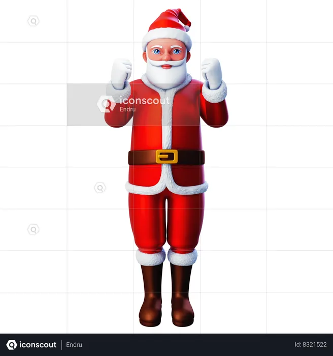 Papai Noel mostrando gesto de punho usando as duas mãos  3D Illustration