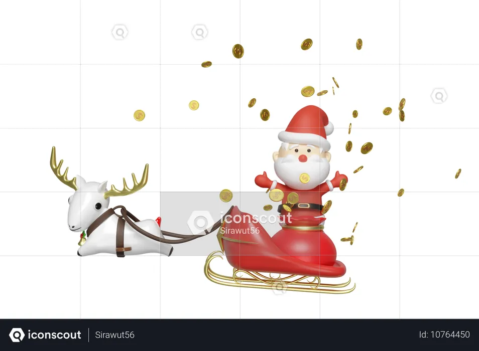 Papai Noel no trenó  3D Illustration