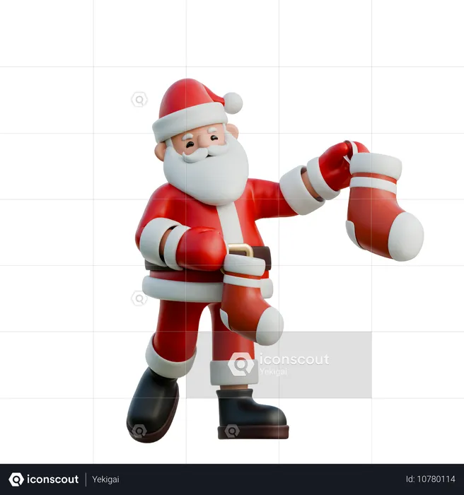 Papai Noel Pendurado Meia  3D Illustration